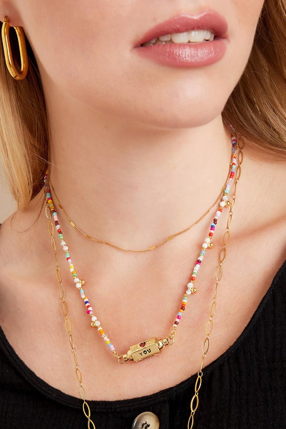 Beaded necklace with bead Multi Copper Picture4